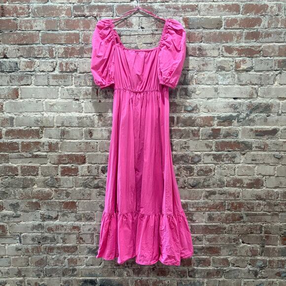 Zara Pink Puff Sleeve Midi Maxi Dress in Fuschia Pink Size XS - Picture 12 of 13